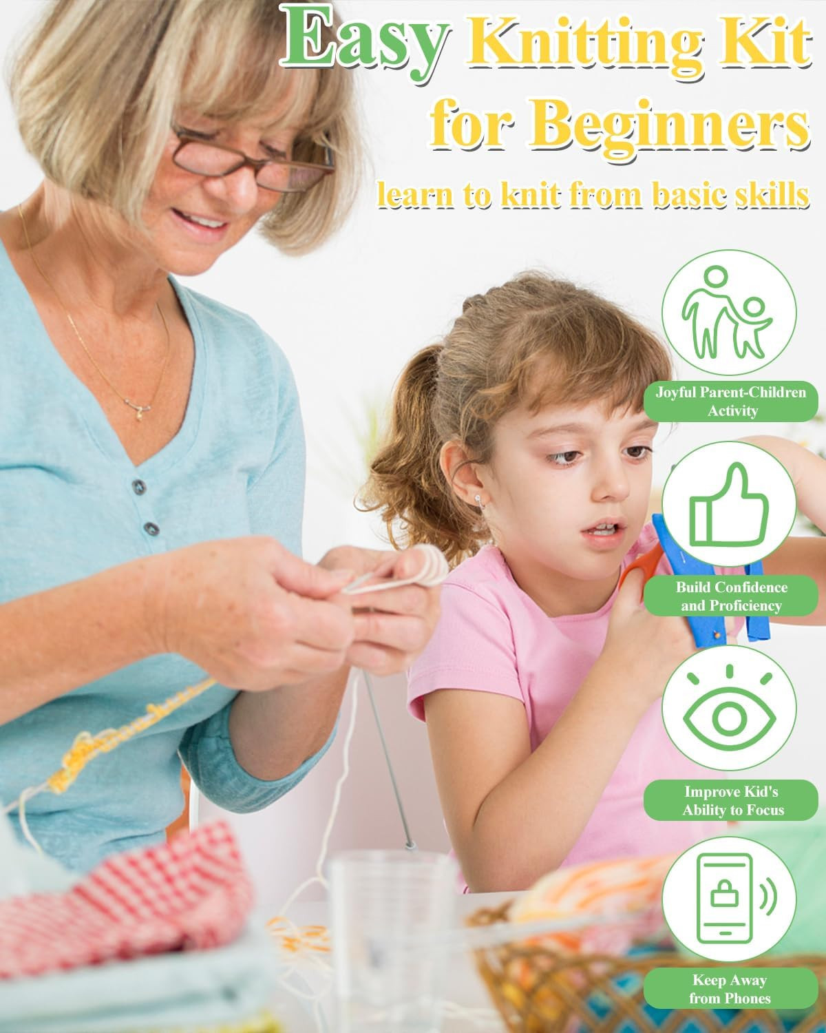Knitting Kit for Beginners, Complete Beginner Knitting Kit Easy Knitting Set Inc