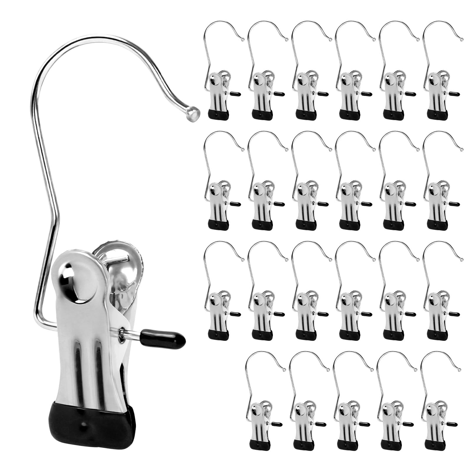 30 Pack Laundry Hook Hangers Clothes Hanger Clips for Closet Organizer, Stain...