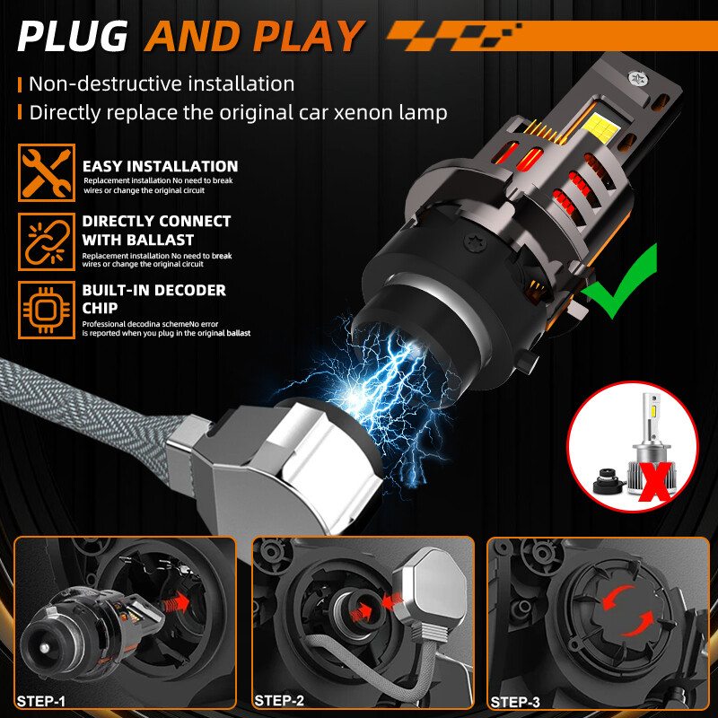 2X LED Headlight Bulb D4S D4R Replace HID Xenon Super White 6000K Conversion Kit
