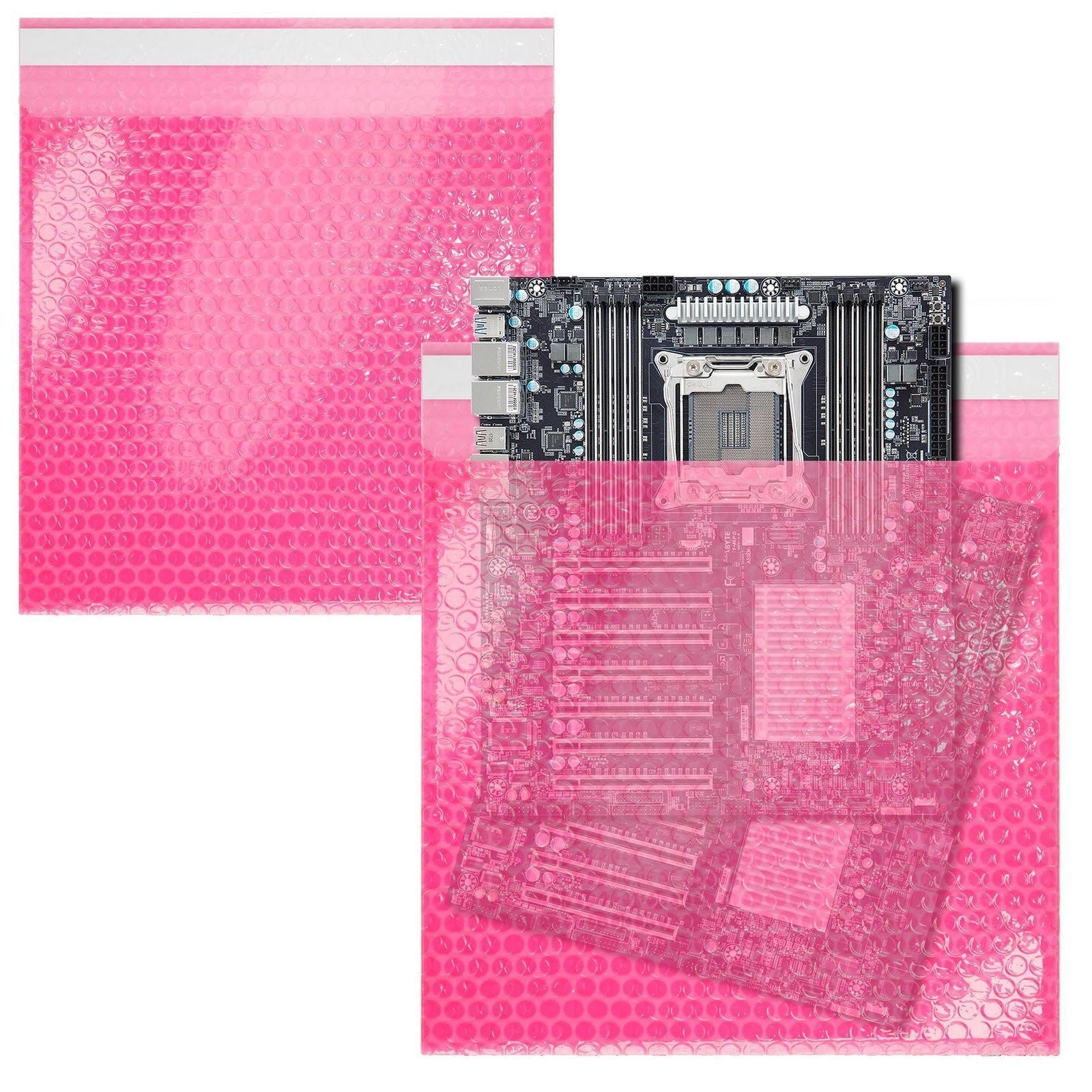Pink Anti Static Bubble Bags Self Seal Pouches 10 Count 20 x 20 in