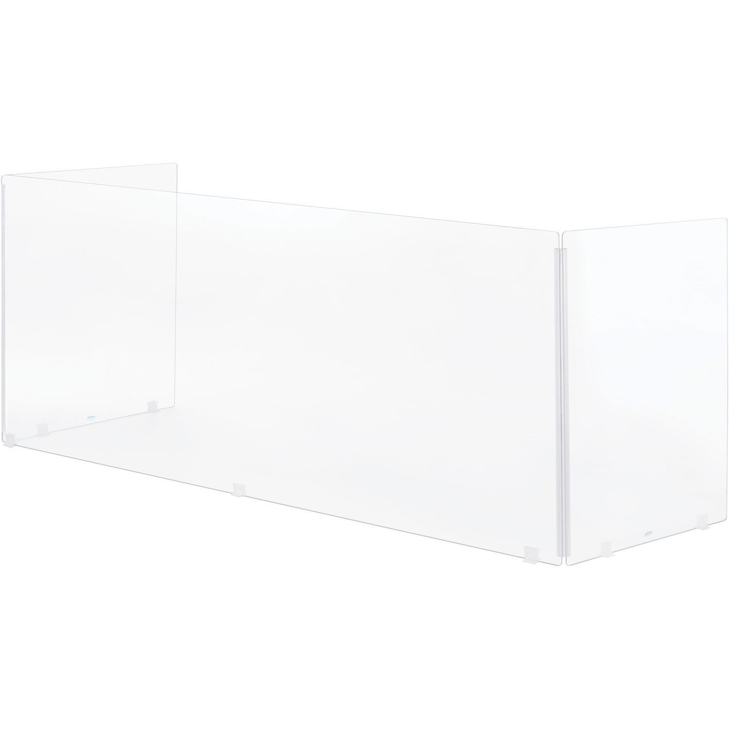 Tri-Fold Acrylic Desk Shield 58"W x 20"D x 24"H Clear