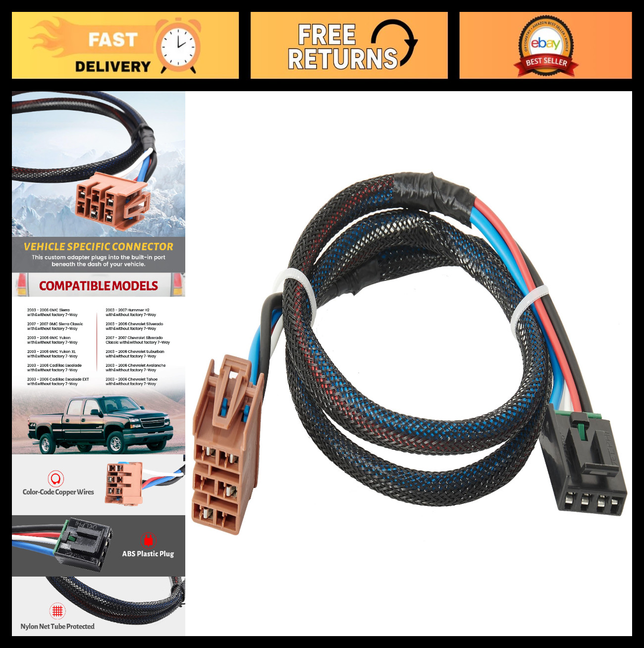 Brake Controller Adapter 3015-P for 2003-2006 Chevy/GMC Trucks, Compatible with