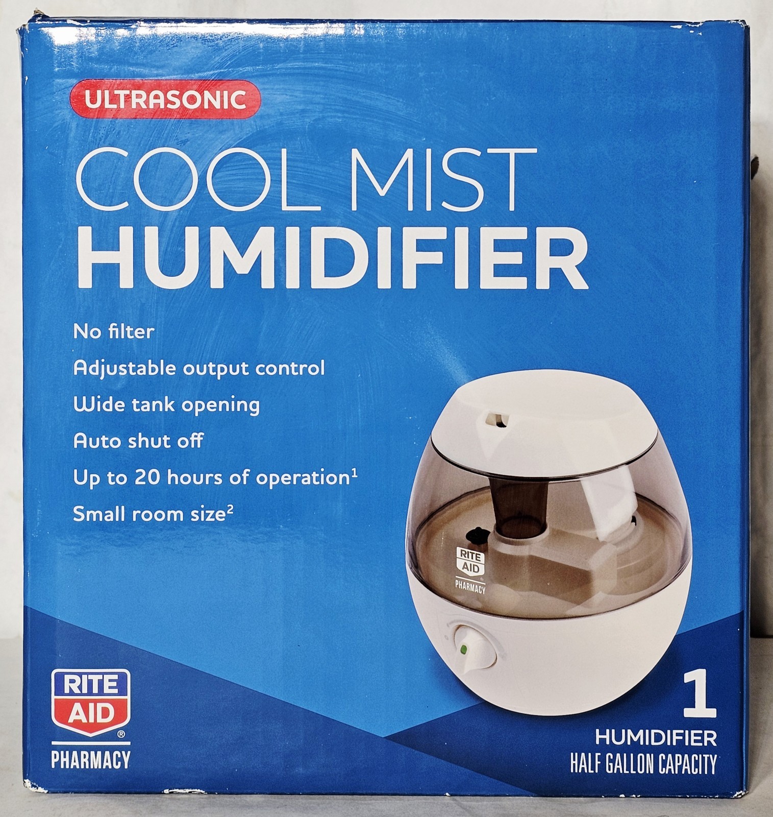 ***Rite Aid Ultrasonic Cool Mist Humidifier 1/2 Gallon (Model# LUL520)***