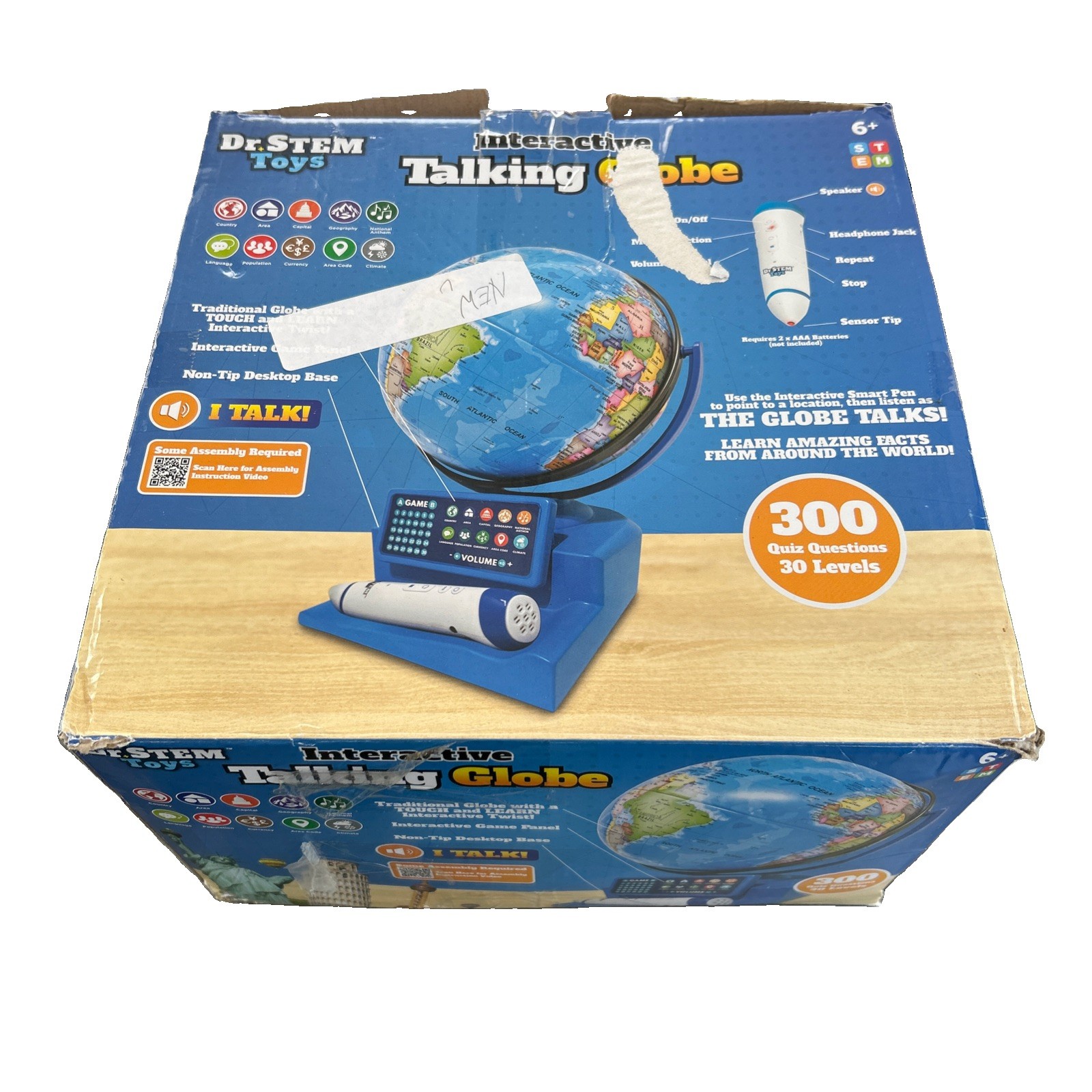 Interactive Talking Globe with Smart Pen, Game Panel, 300+ Geographic Quiz Qu...