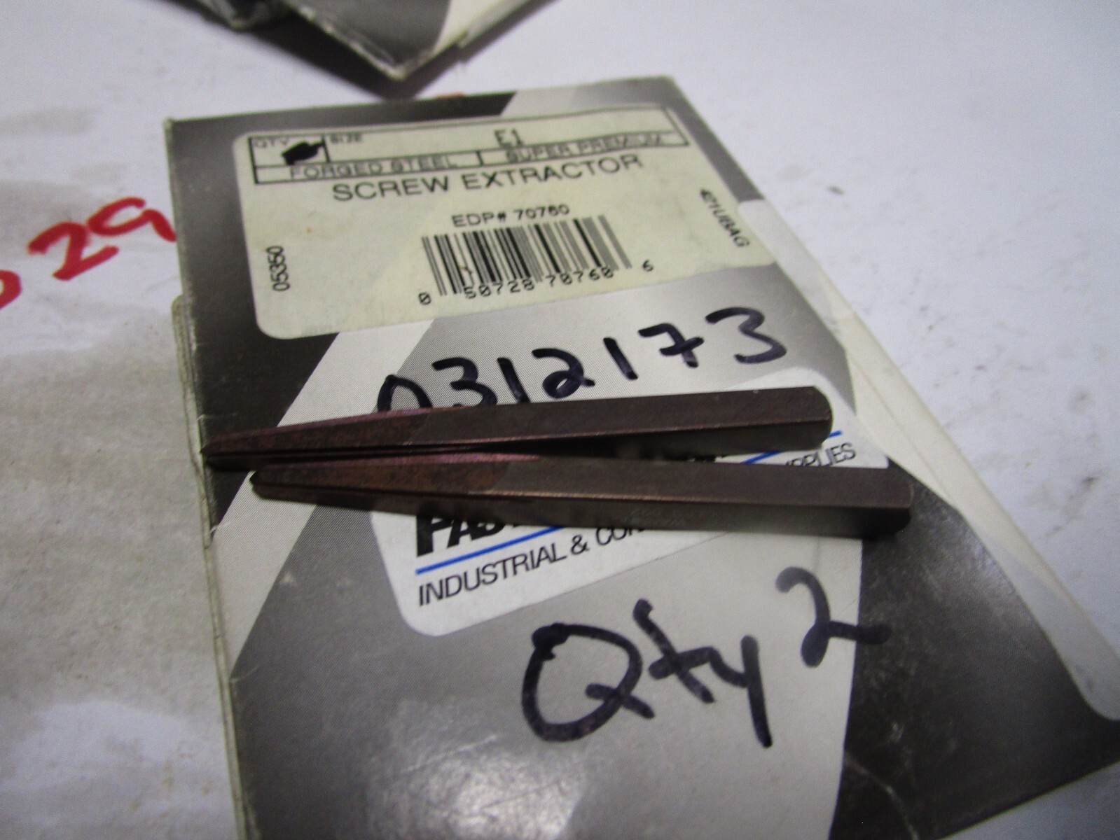 E-1 5/32" Carbon Steel Gold Surface Treated Screw Extractor QTY 2
