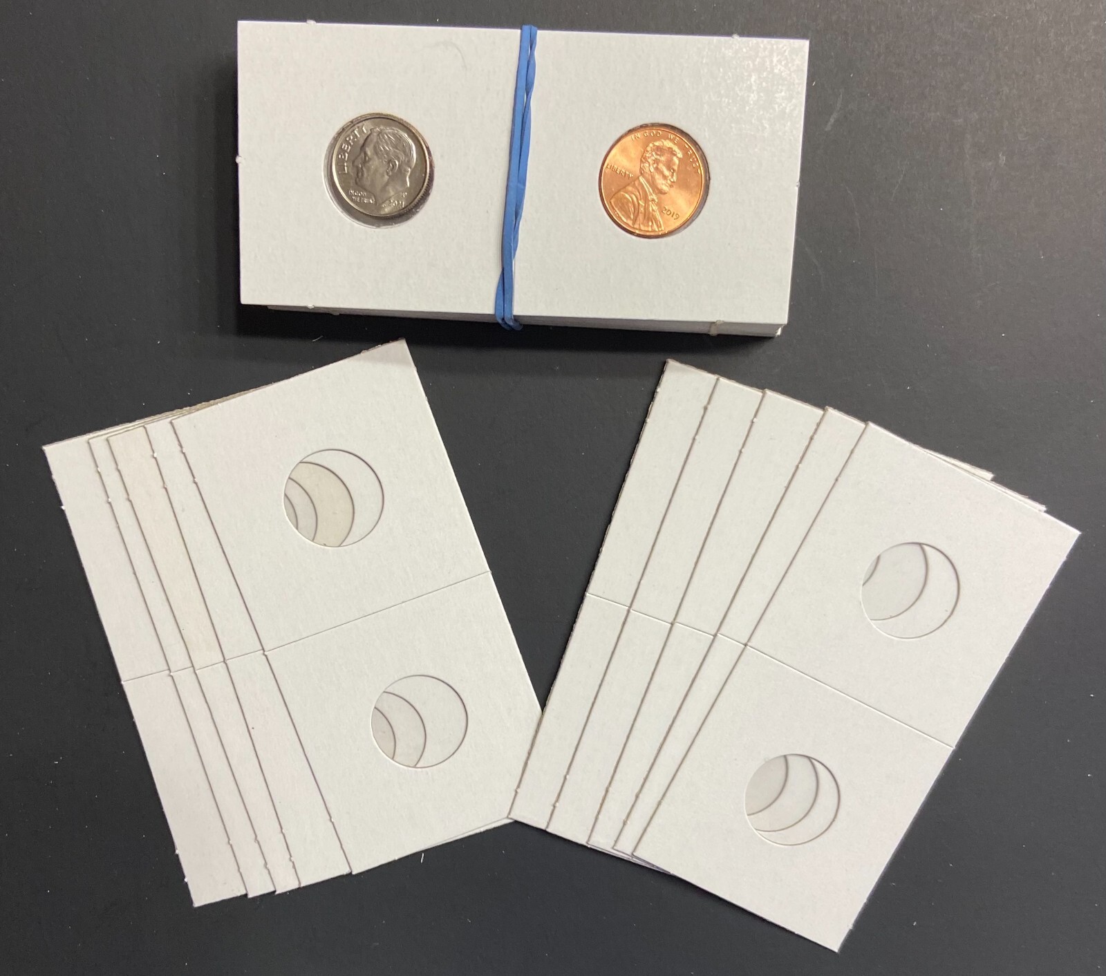 (2) - Penny / Dime Size 2x2 Premium Cardboard Mylar Coin Holder Flip