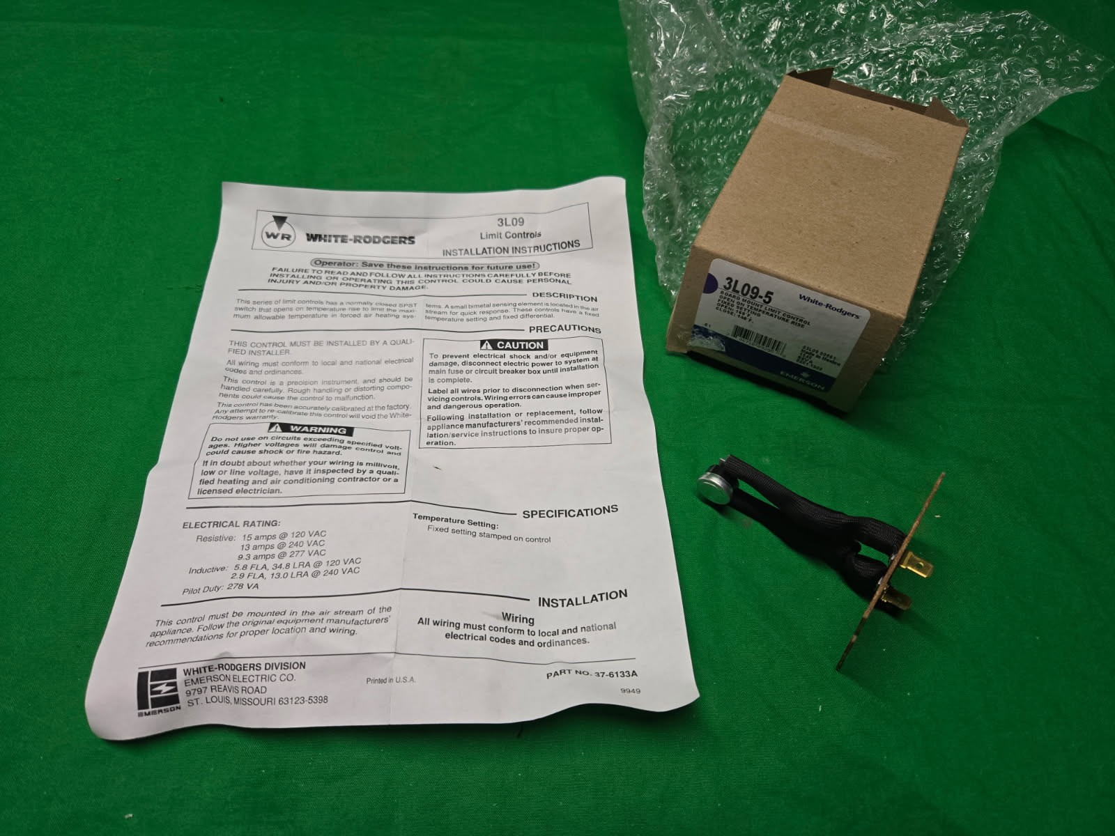 White Rodgers 3L09-5 Board Mount Limit Control Switch