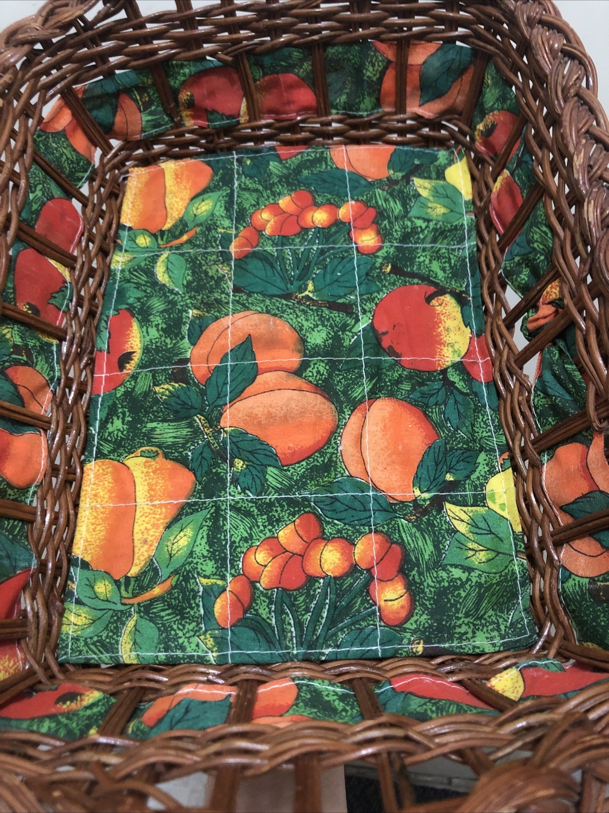 Woven Wicker Rectangular Basket 11x9 w/ Fruit Liner Farmhouse Decor