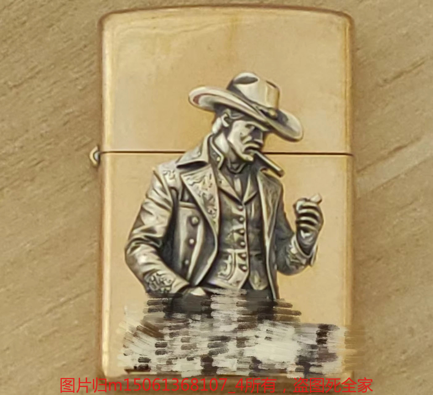 1 Piece Brass Smoking Cowboy Sticker DIY Lighter Accessories