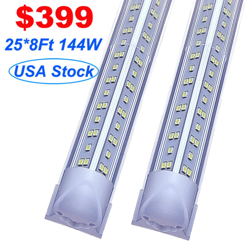 25Pack 144W 6500K 8Ft Led Shop Lights Fixture T8 Integrated 8Foot Led Tube Light
