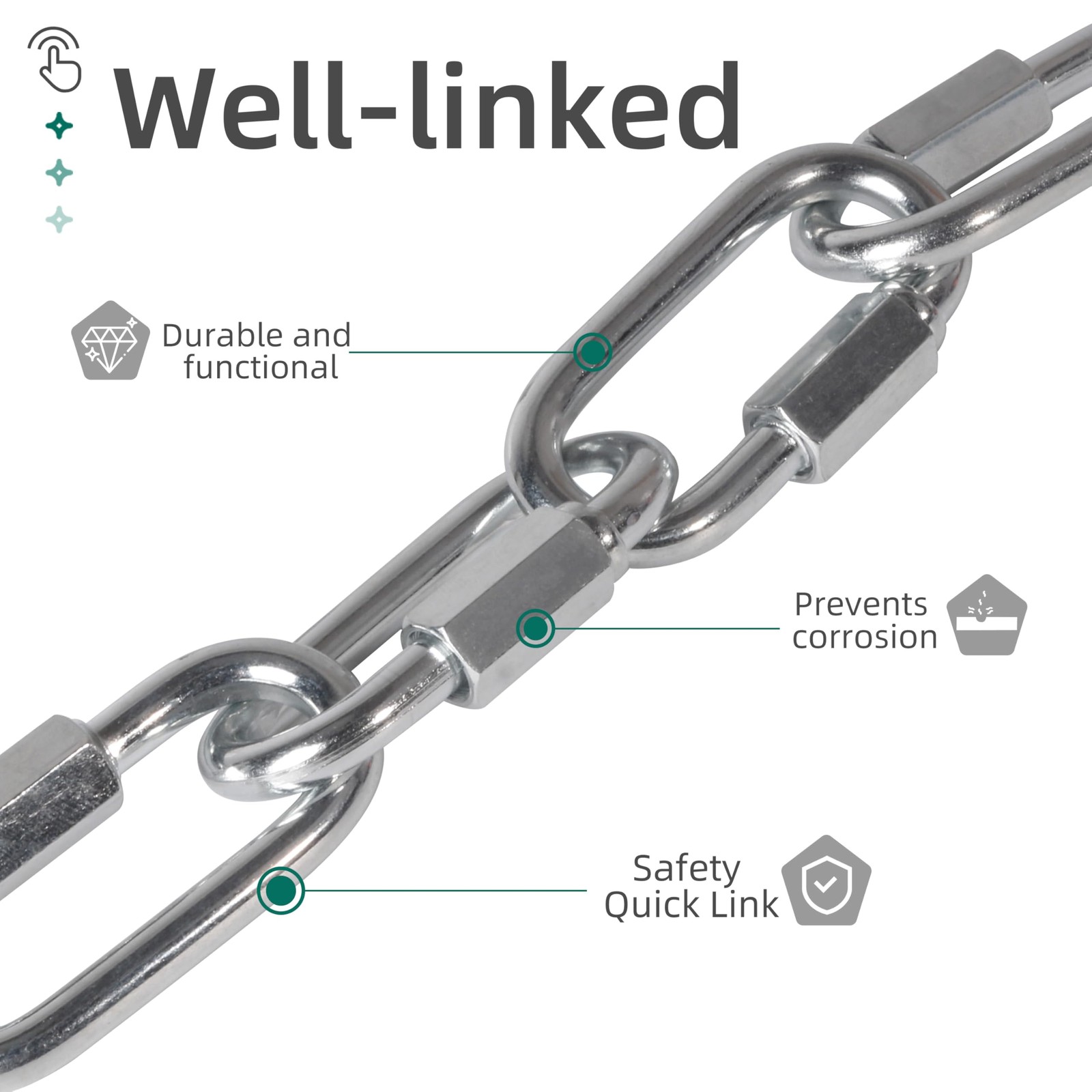 200pcs chain link,1/4 Inch link chains,Heavy Duty Chain Quick Link 660lbs Cap...