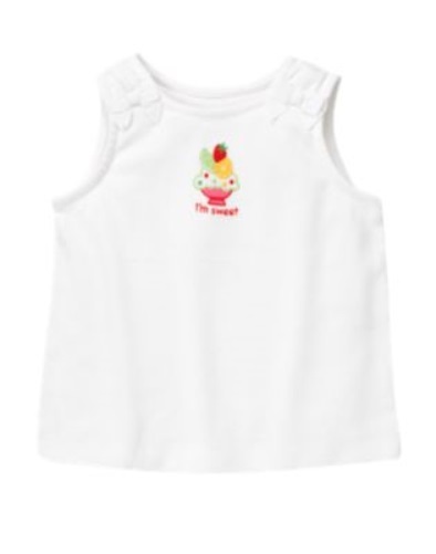 GYMBOREE STRAWBERRY SWEETHEART WHITE I'm Sweet ICE CREAM TANK TOP 18 24 5TNWT