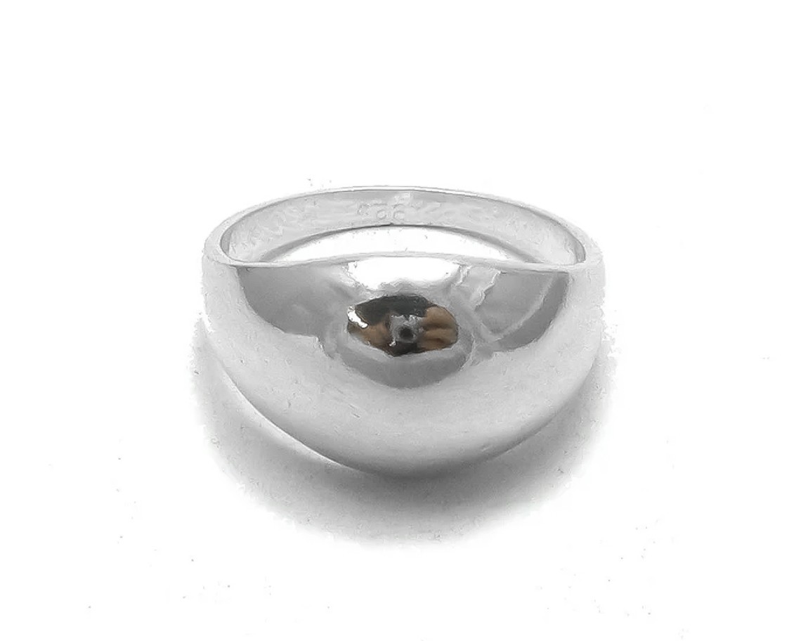 Solid 925 Sterling Silver Dome Bold Polished Wide Chunky Band Statement Ring