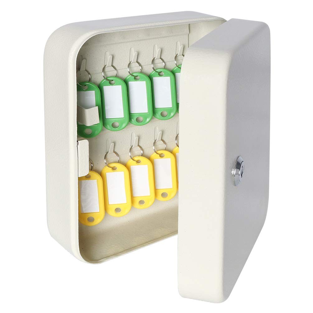 20 Key Storage Lock Box with Key Lock, Wall Mount Metal Security Key Cabinet for