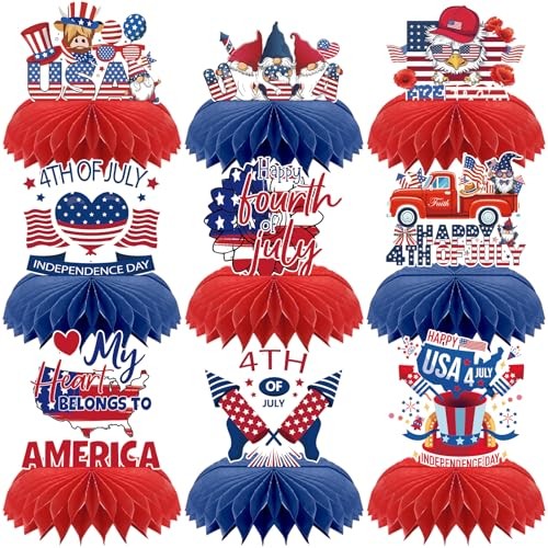 Decorations - 9 Pcs Patriotic Fourth Party Centerpieces | America 4th of July