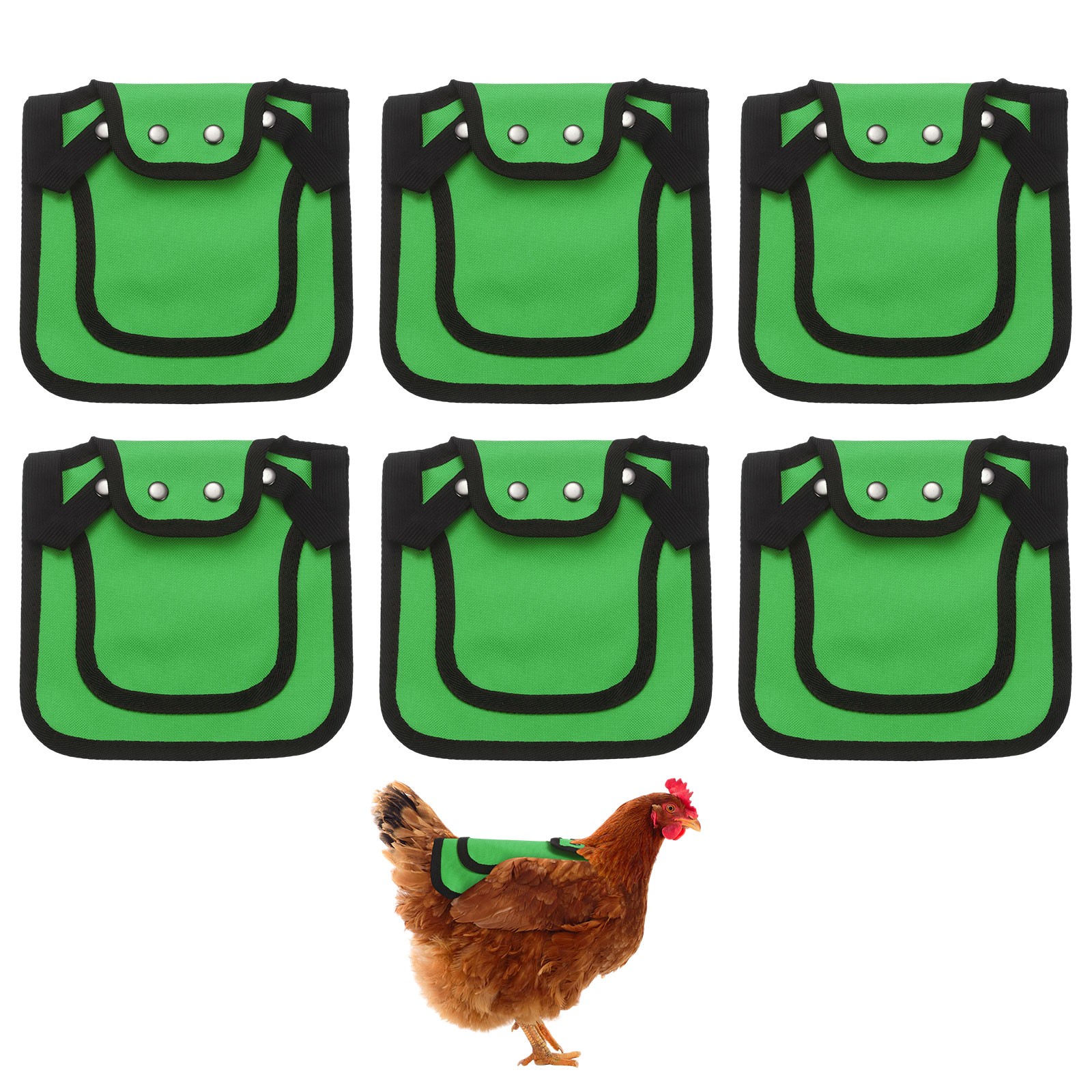 6-Pack Chicken Saddle with Adjustable Strap for Hens [Grass Green]
