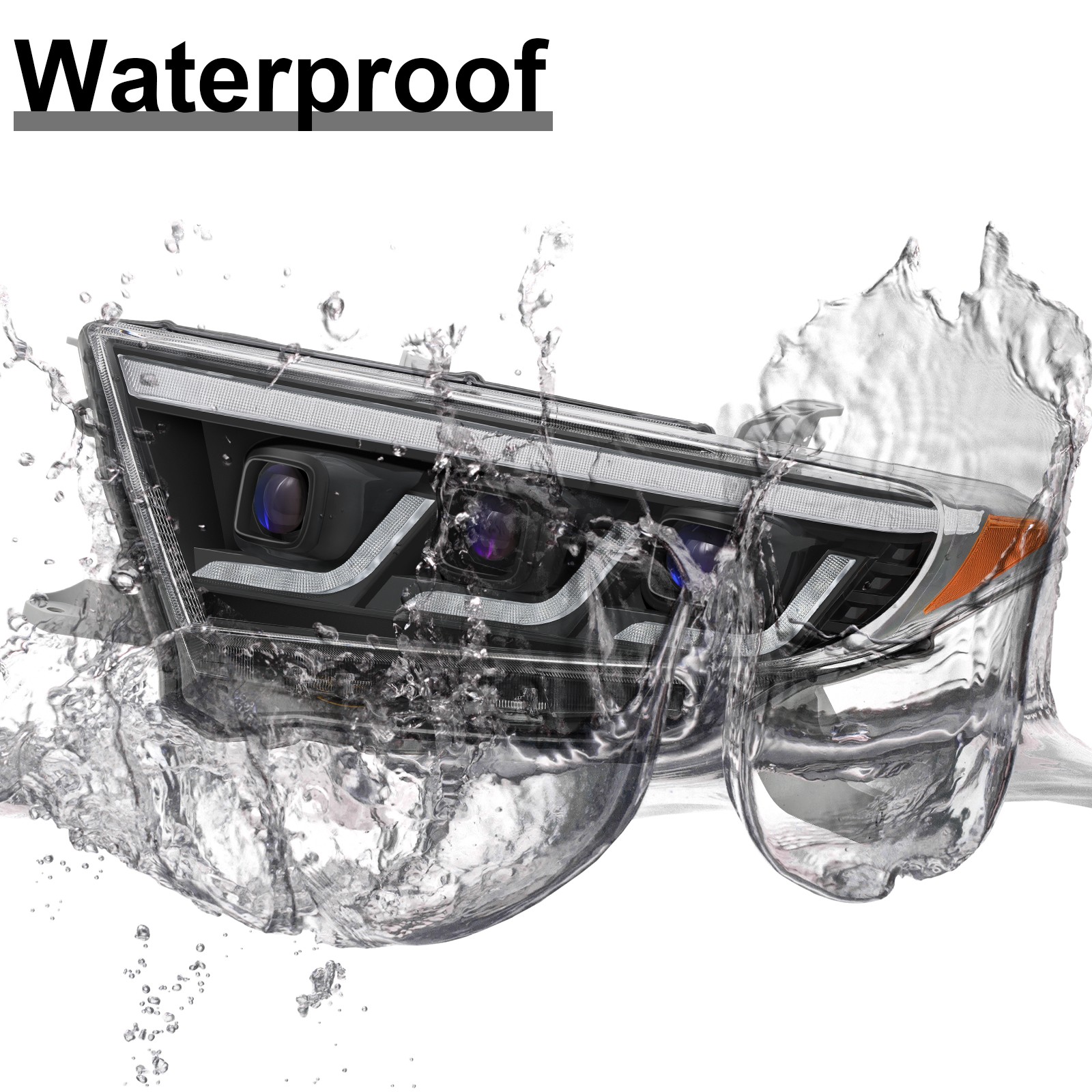 Triple LED Projector Headlights w/Sequential For 2011 2012 13 Toyota Highlander