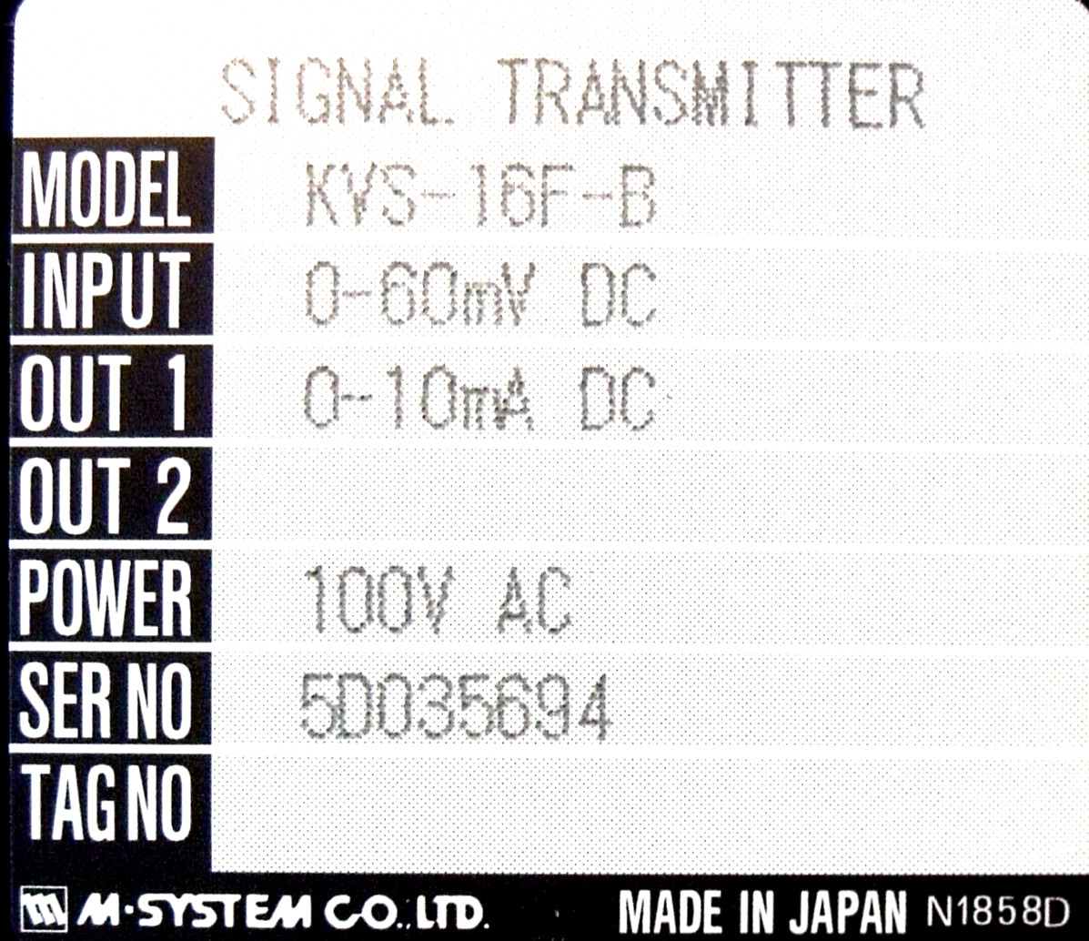 NIB M-System KVS-16F-B K-Unit Isolated Signal Transmitter / Conditioner