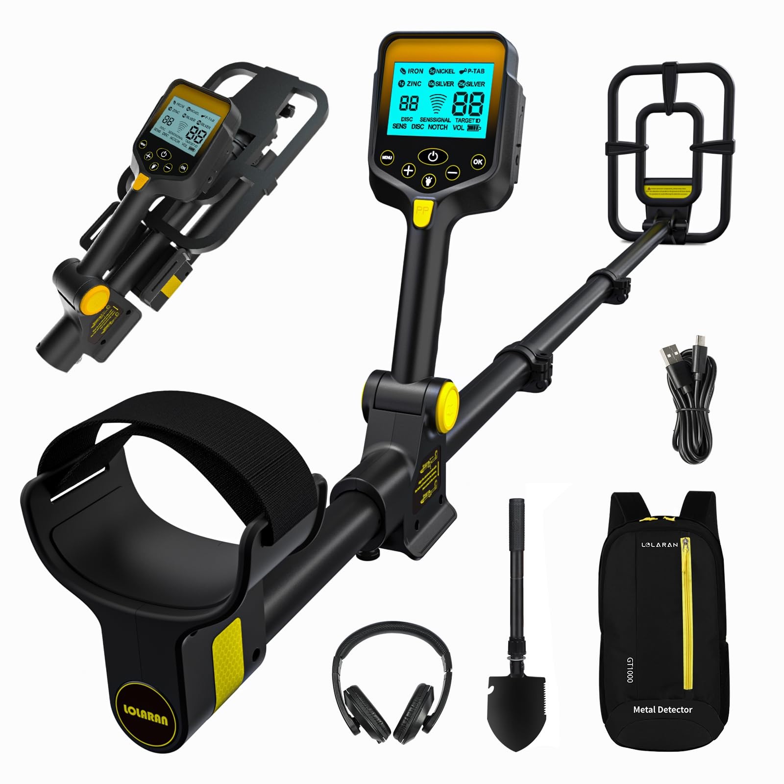LCD Waterproof Metal Detector Professional Rechargeable Gold Detector Foldable