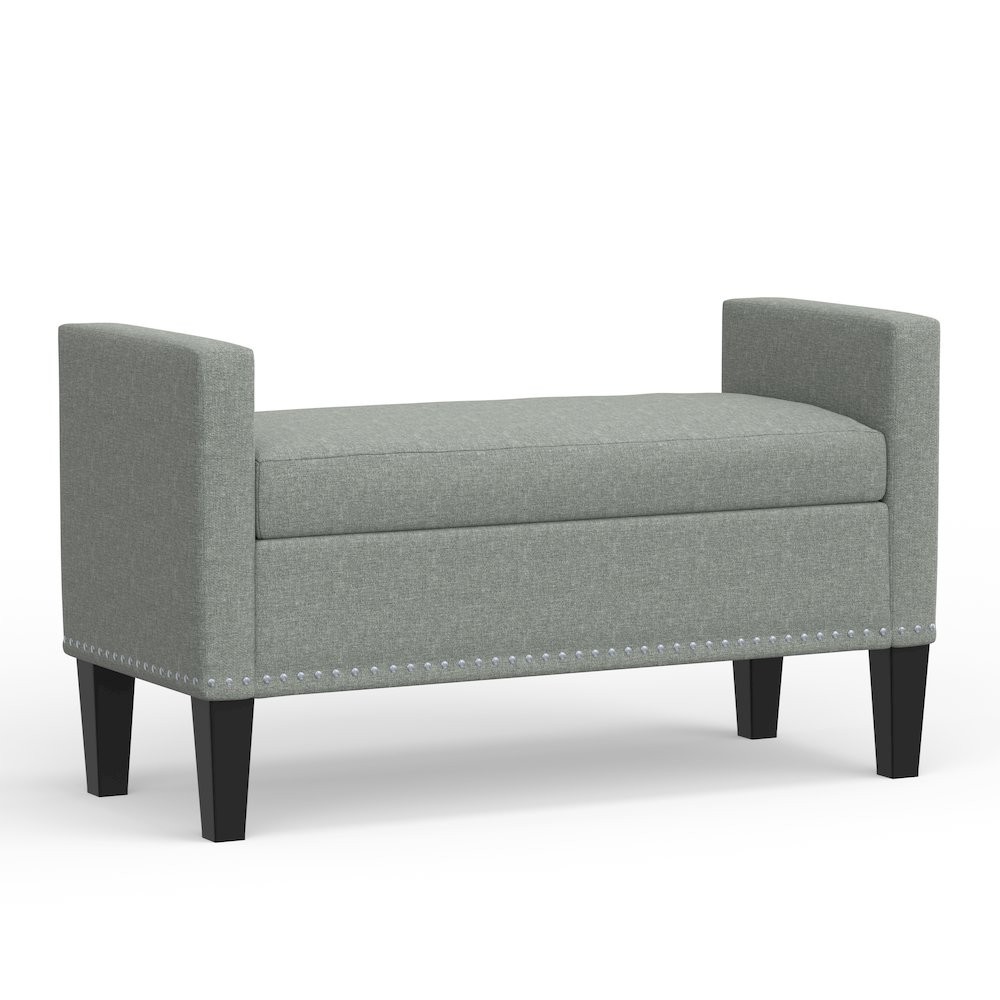 41.5" Storage Bench with Nailhead Trim - Stone (Light Gray)