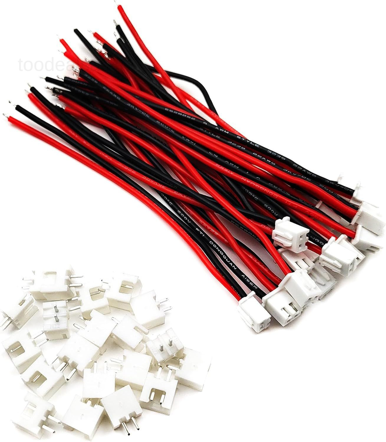 20 Sets Mini Micro JST-XH 2.54mm Pitch 2 Pin Male Connector with 10cm Silicone