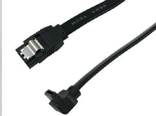 10" Black SATA 3 III 6 GB/s SSD/HDD Data Cable Straight to LEFT Angle