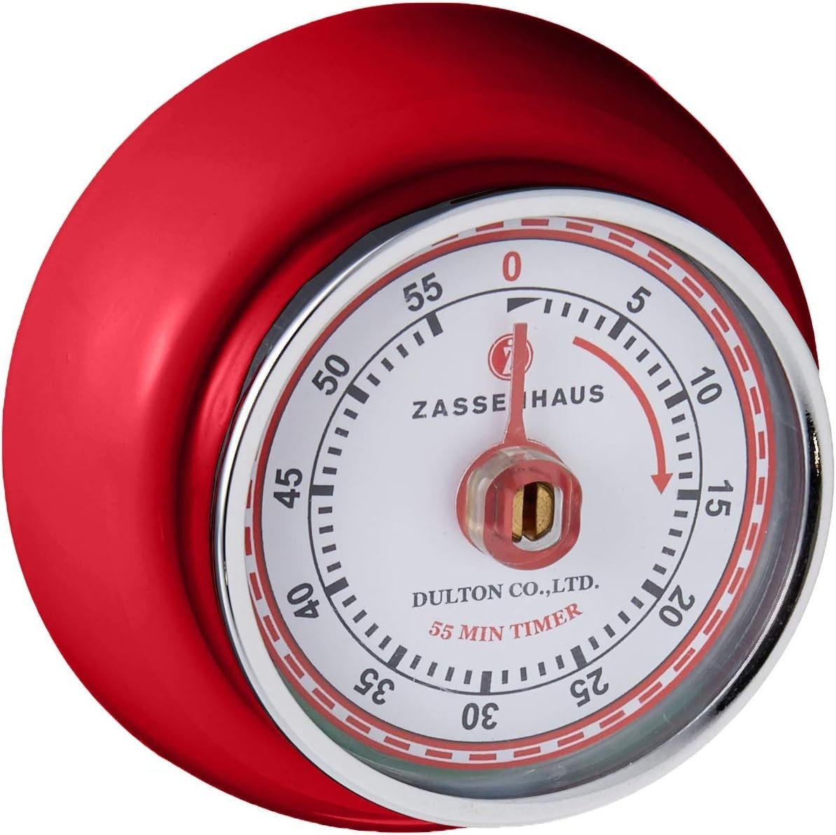 Compact Mechanical Kitchen Timer - 2.75-Inch Red Retro Style with Magnet
