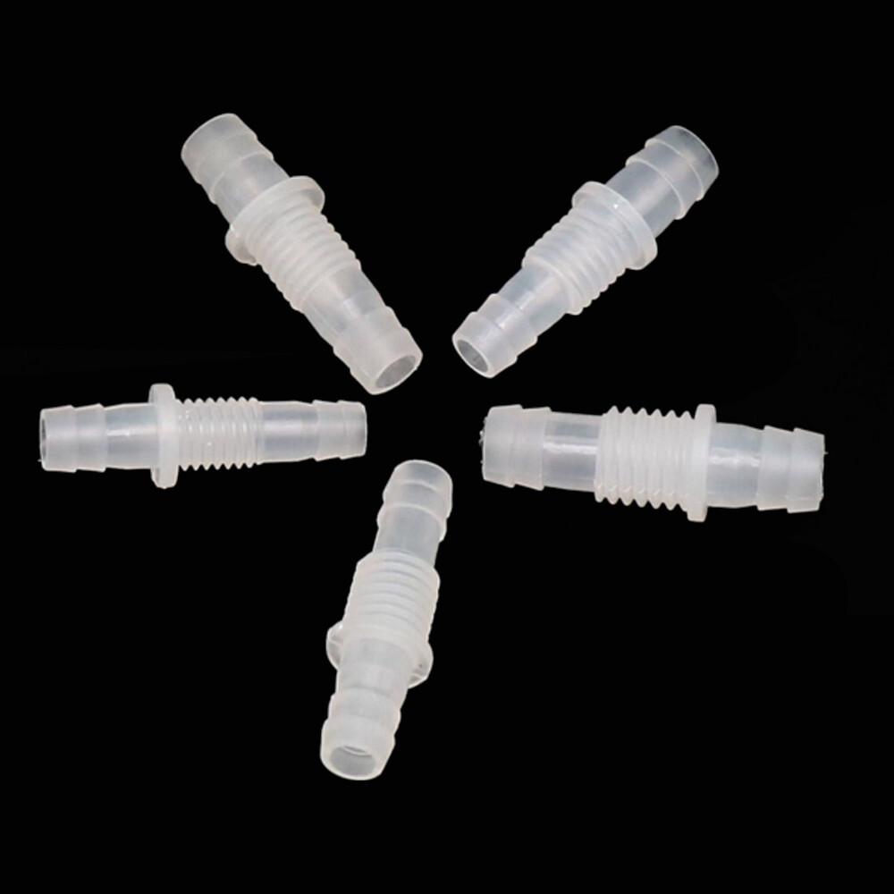 Plastic Bulkhead Connector Straight Barbed Threaded Fitting & Nut Inlet Outlet