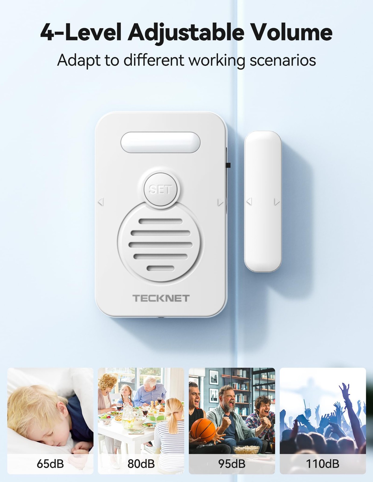 White Door Alarms for Kids Safety Window Security Sensor When Opened