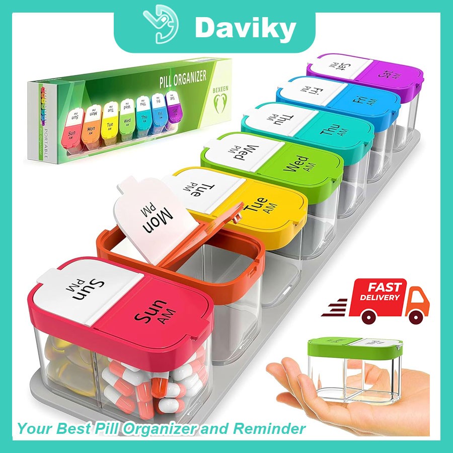 US Extra Large Weekly Pill Organizer - XL Vitamin 13x3 Inch (Pack free), Rainbow