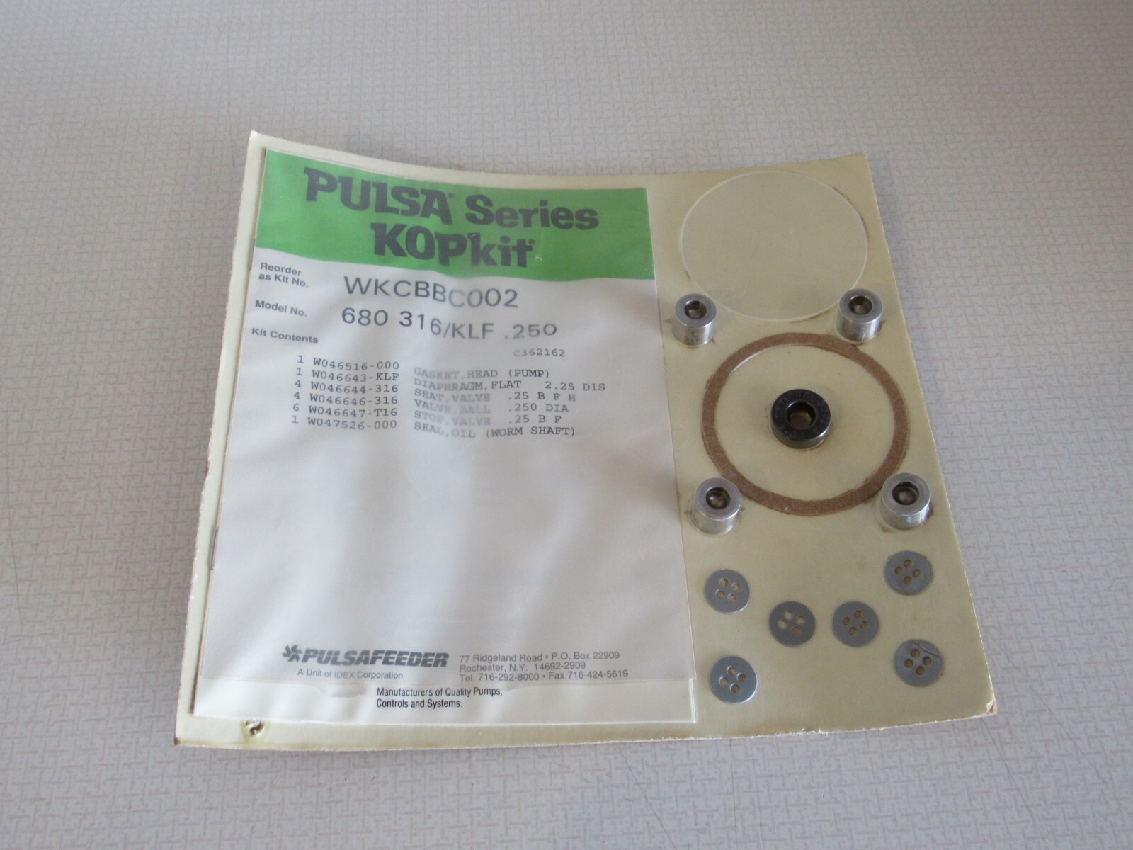 Pulsafeeder WKCBBC002 Pulsa 680 .250 rebuild kit 680 316/ KLF .250