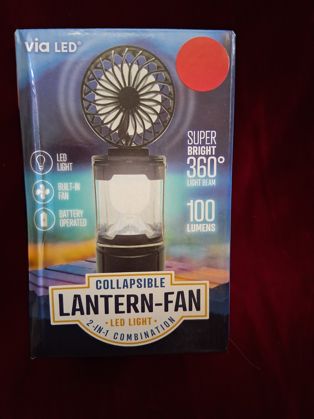 Via LED Collapsible 2-in-1 Lantern/Fan 360-Degree 100 lumens BRAND NEW
