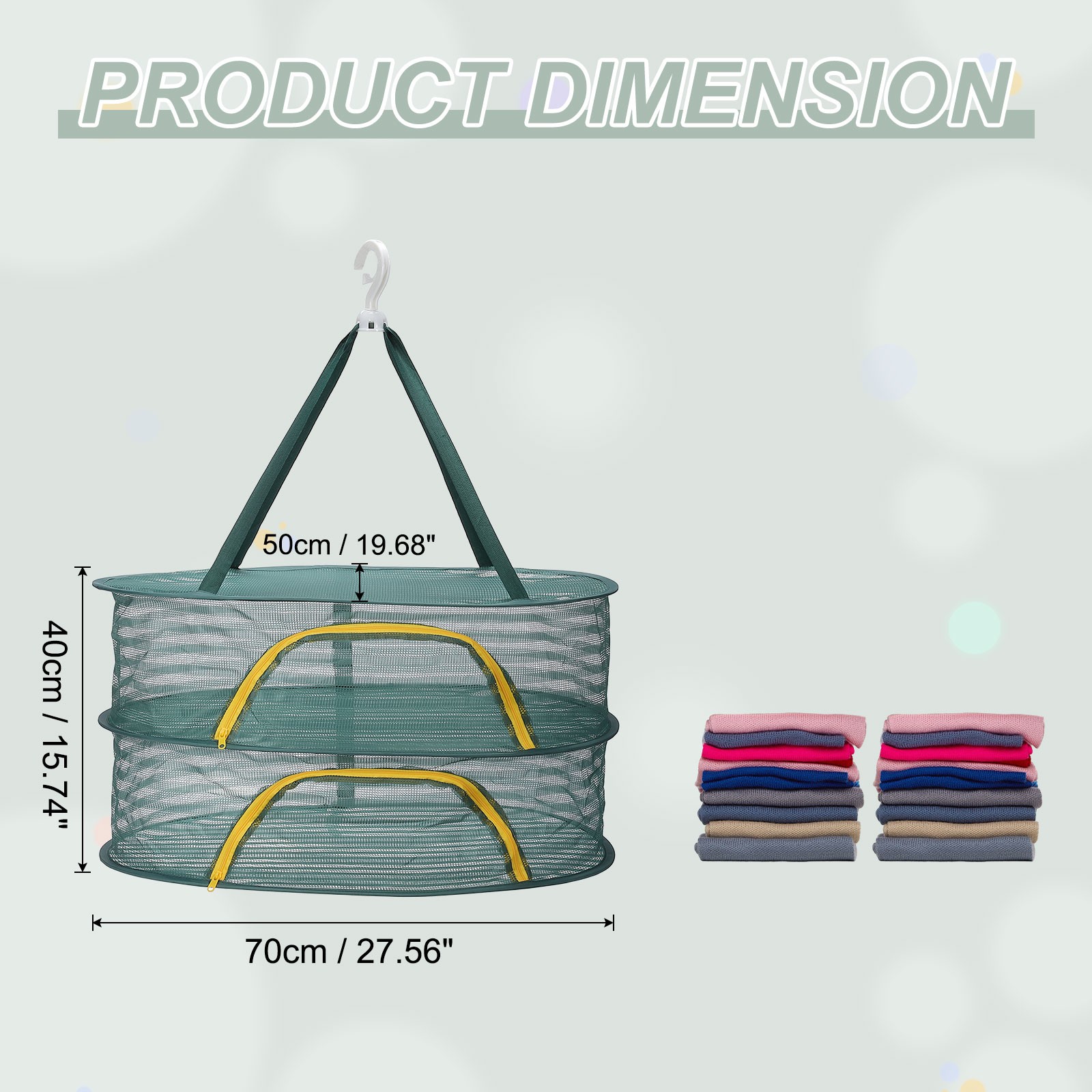 28\" 2 Layer Zippered Herbal Coat Rack Grid, Green