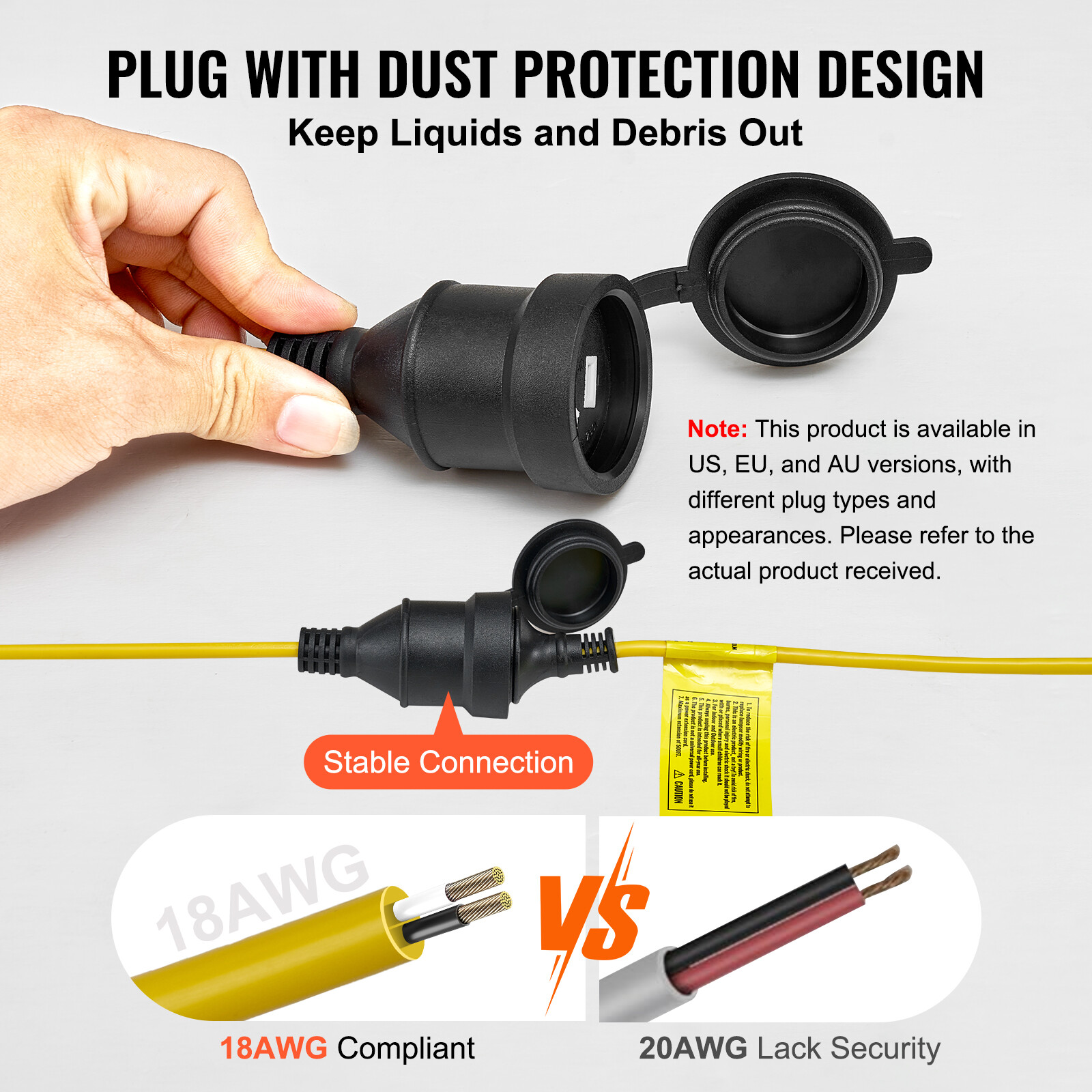 VEVOR 100FT Construction String Lights 100W 10000LM Connectable Waterproof