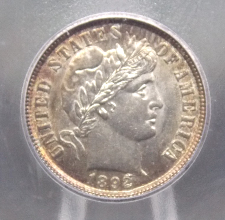 1892 "P" Barber SILVER Dime 10c ICG MS63 #401 **DIE CHIPS** Unc BU ECC&C, Inc.