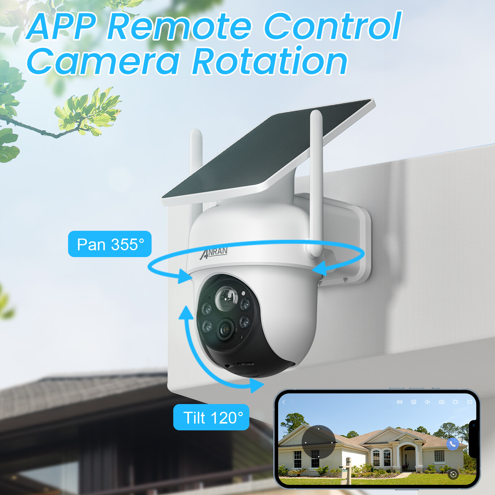 ANRAN Solar Security Camera System 4MP CCTV Wireless Battery Powered 2 Way Audio