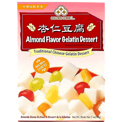 Golden Coins Almond Flavor Gelatin Dessert Mix 7 oz ( Pack of 4 )~01/2027