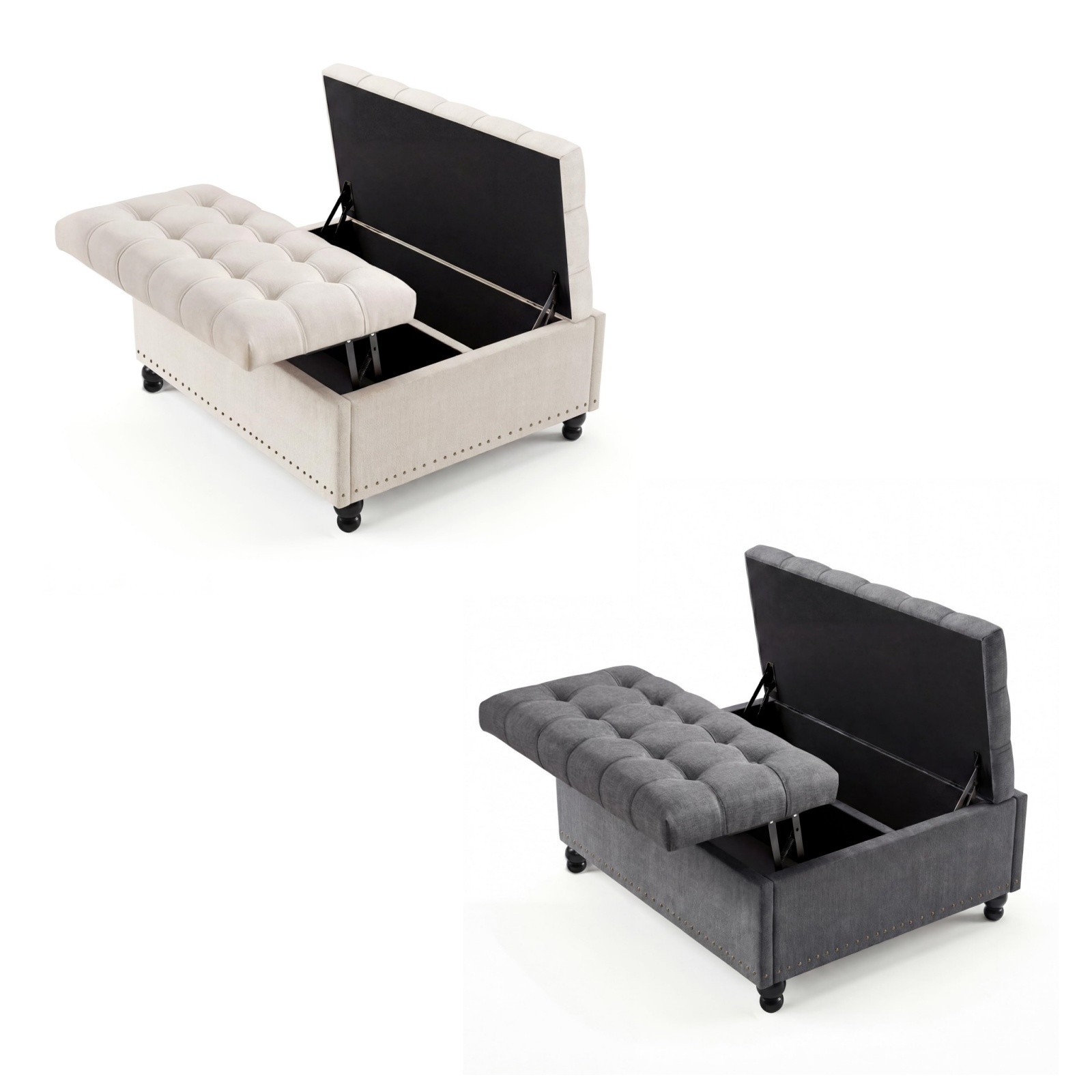 Large Square Storage Ottoman w/ Lift Top, 300 LBS Tufted Upholstered Ottoman