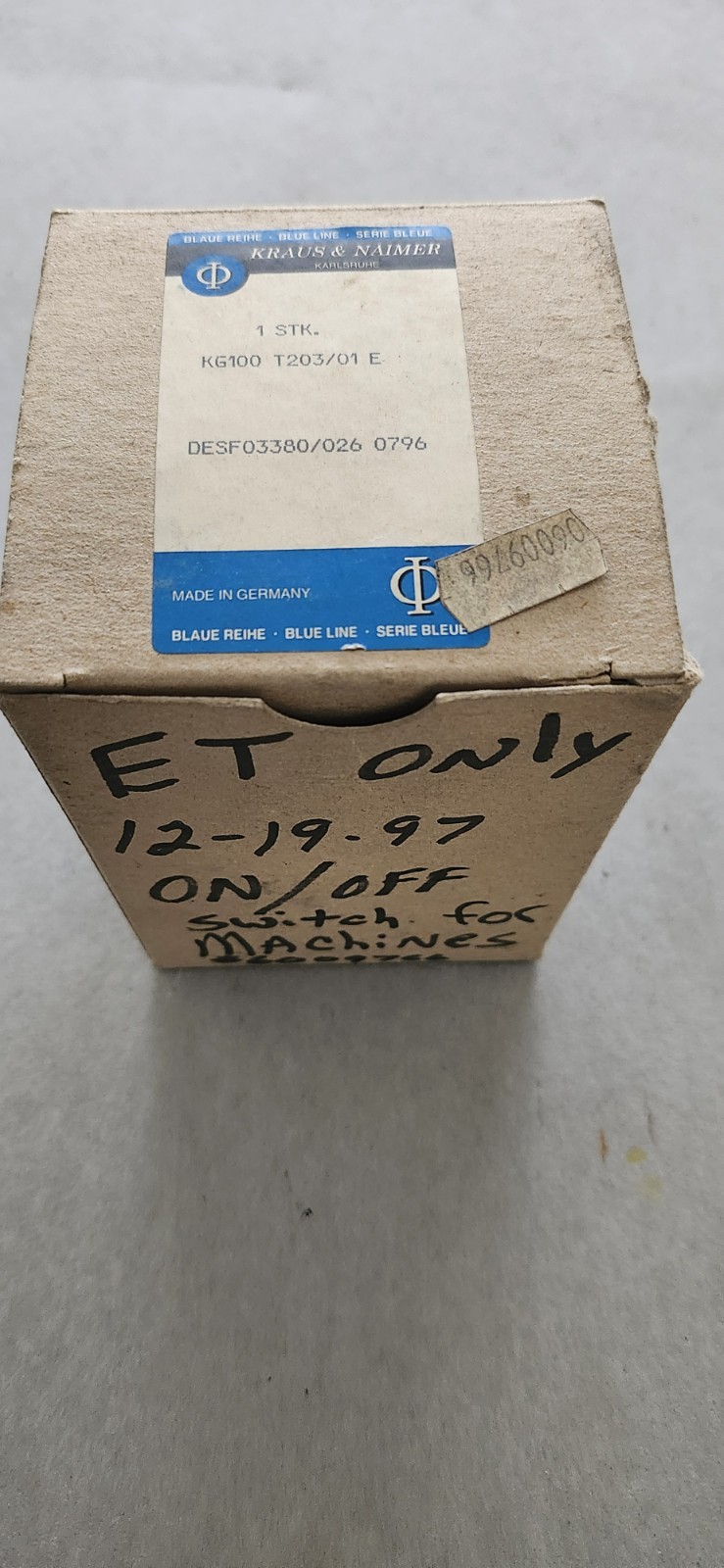 KRAUS&NAIMER KG100T203/01E MANUAL MOTOR CONTROLLER