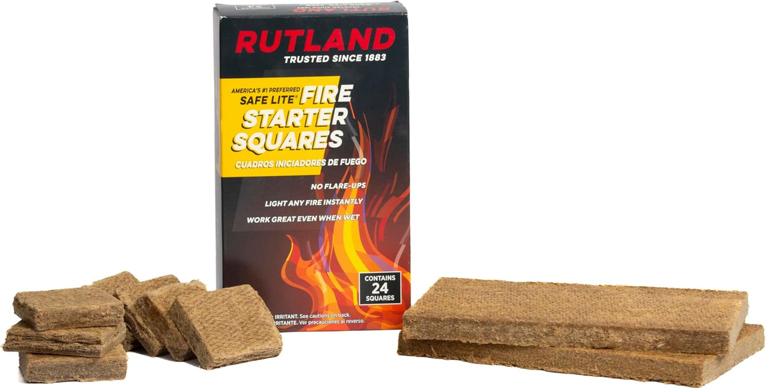 Rutland Safe Lite Fire Starter Squares - Heavy Charcoal Starters for Fireplace,