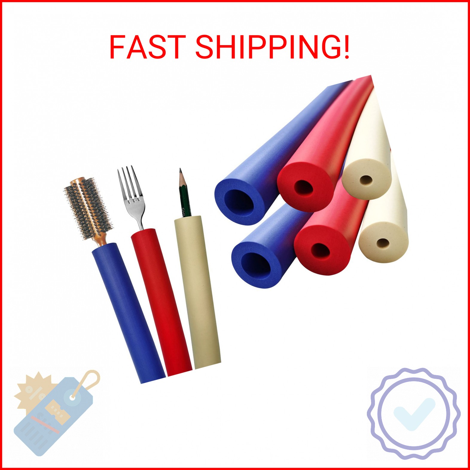 Foam Grip Tubing(6 Pack) - Foam Tubing for Utensil - Padding Tube Grip Aid Utens