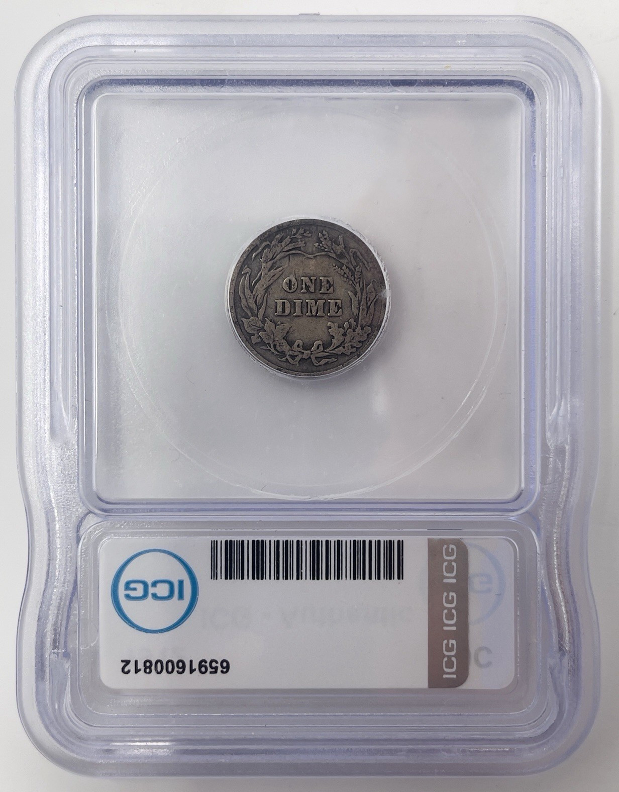 1912 Barber Dime 10c ICG Authentic 90% Silver