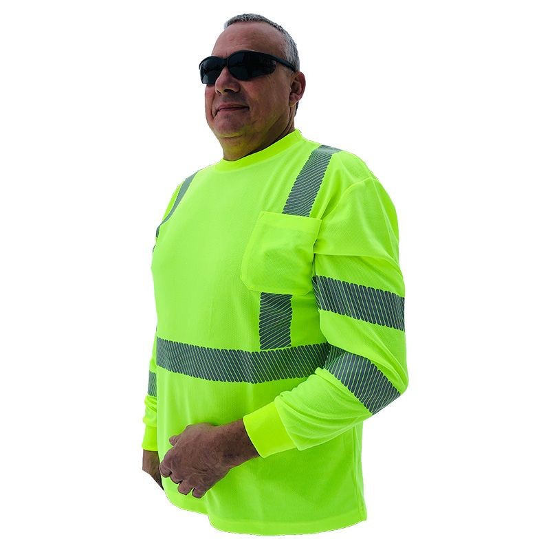 Forester Hi-Vis Class 3 Reflective Safety Long Sleeve Shirt - Safety Green