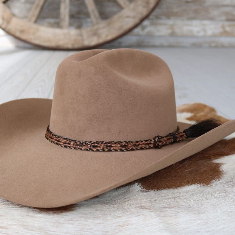 Braided Horsehair Hat Band for Western Cowboy Hats, Fits All Styles - Sundown