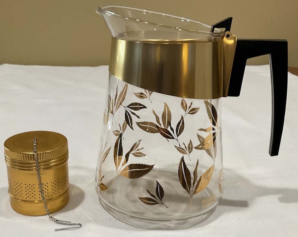 MCM David Douglas Flameproof Carafe Tea Maker or Coffee Pot & Infuser Gold Leaf