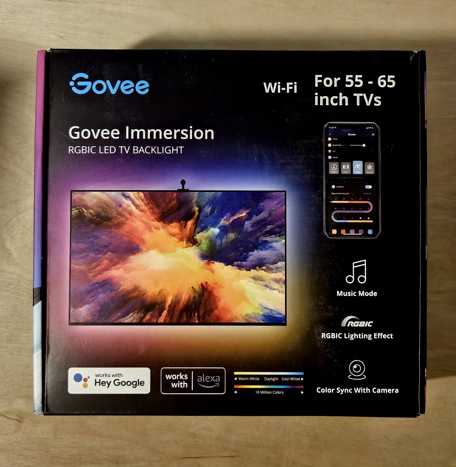Govee RGBIC TV Ambient Strip Backlight with Camera WIFI For 55"- 65"TV (H6198)