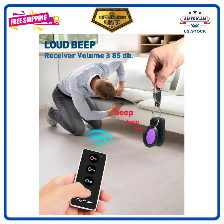 Wireless Key Finder Item Locator Remote Tracker 131ft Range with Sound Battery