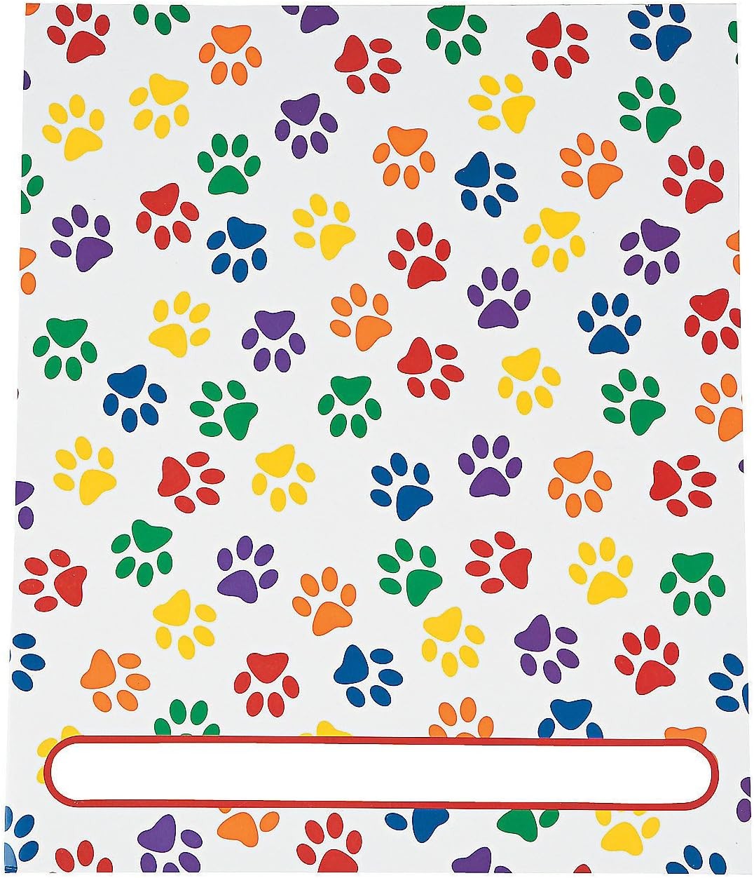 Paw Print Patterned Pocket Folders - 12 Pieces - Educational and Multi