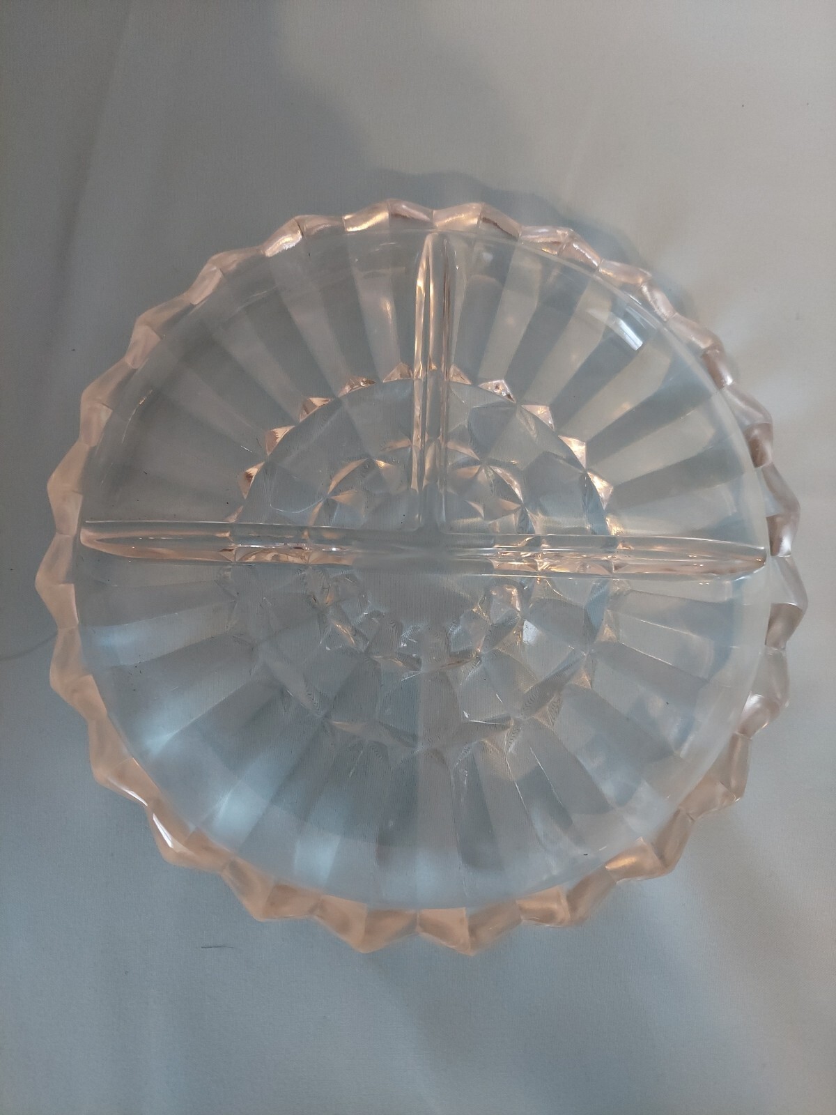 Vintage round Glass Candy Nut Relish Dish 3 compartments Entertaining Decorative