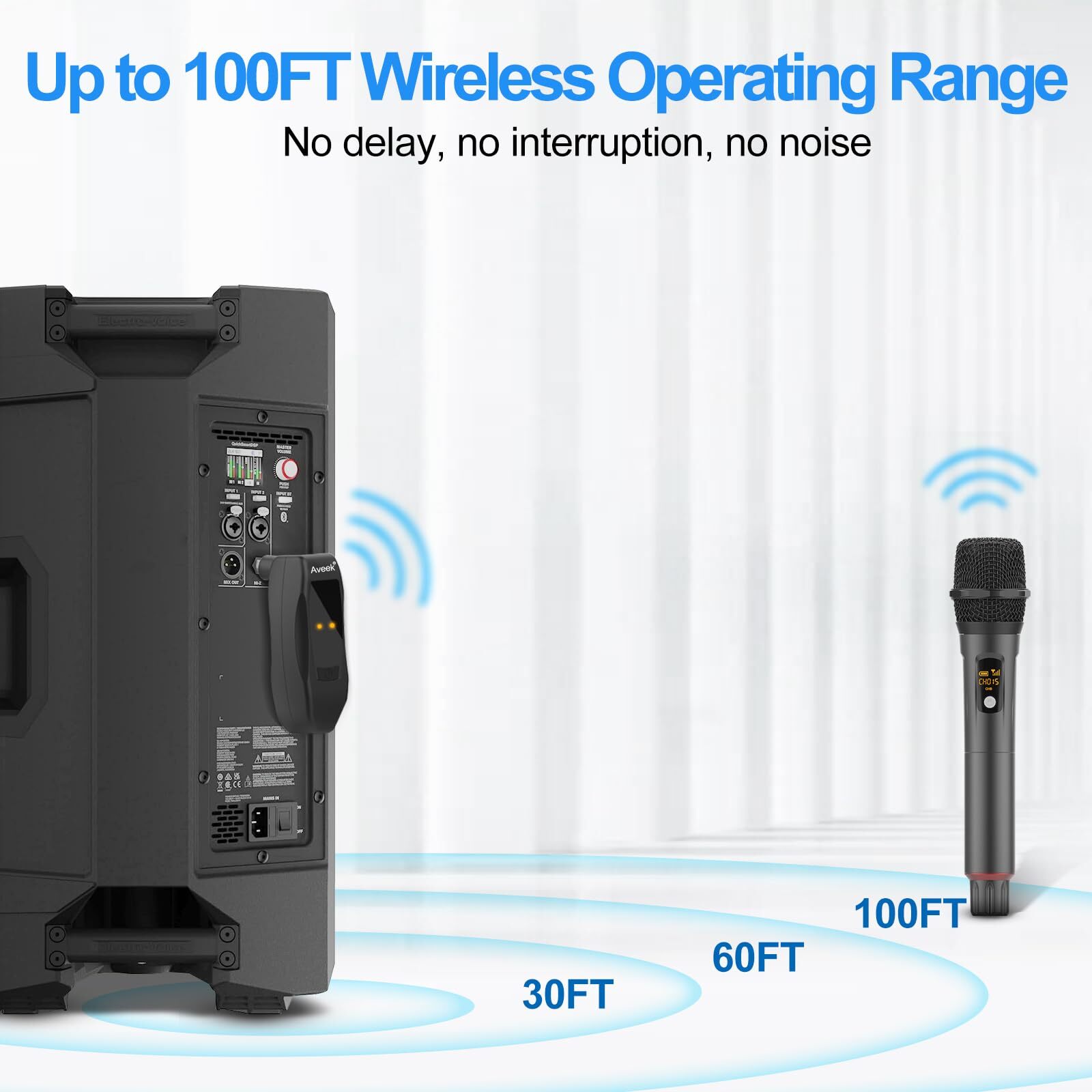 Wireless Microphone Karaoke Handheld Microphonewith Rechargeable Receiverfor ...